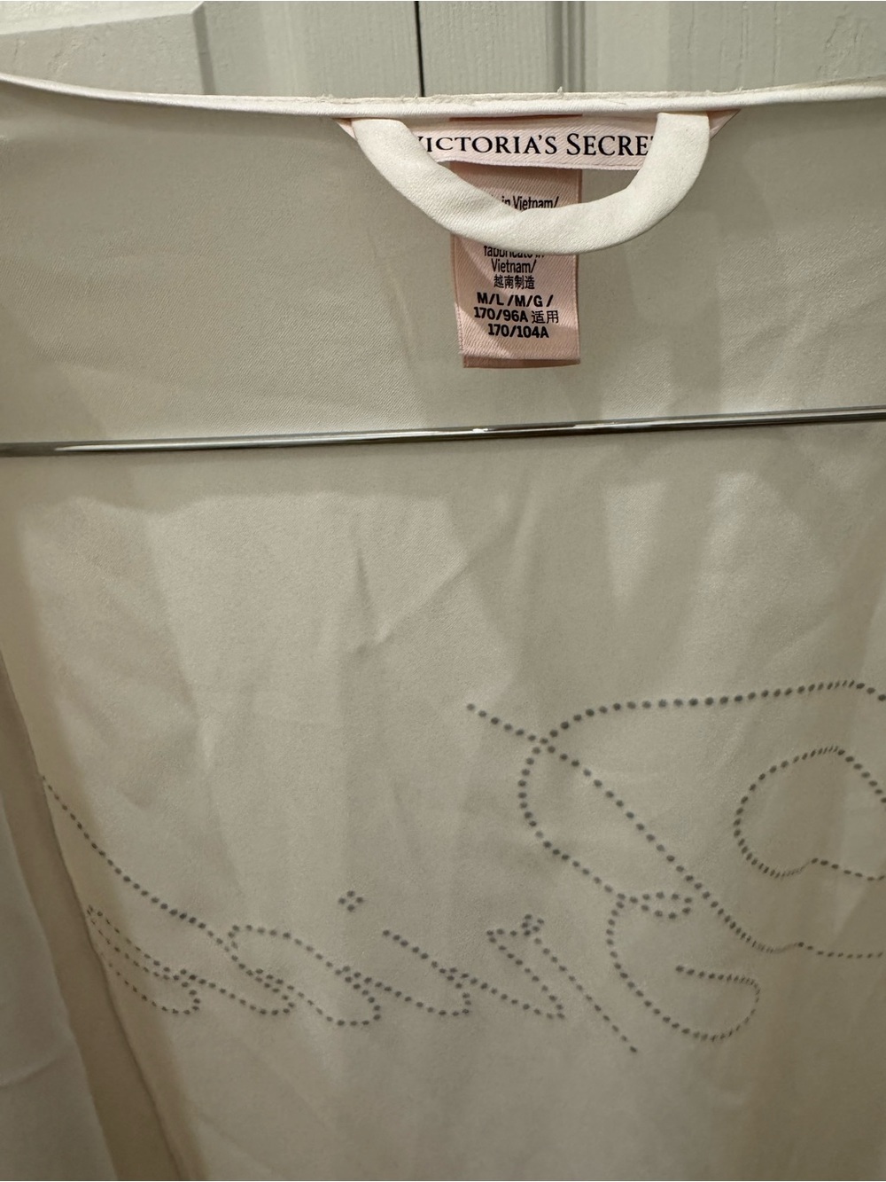VICTORIA SECRET BRIDE White Satin Robe with Rhinestone Script - Picture 2 of 2